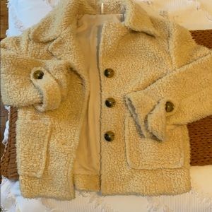 Free People cream teddy coat